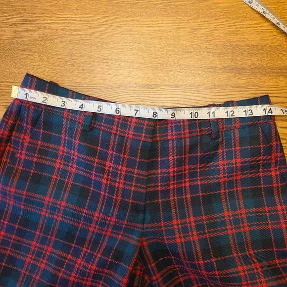 J. Crew Plaid 100% Wool lined Trousers Womens Size 28 Red Green Christmas Career - Picture 8 of 12